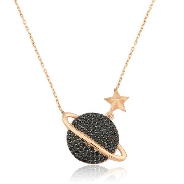 KENPAZAR 925 Ayar Gümüş Rose Gezegen Kadın Gümüş Kolye - Image 1