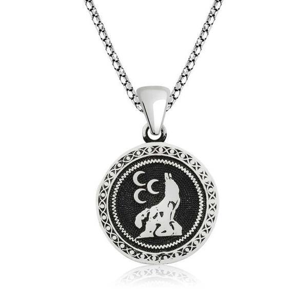 KENPAZAR 925 Ayar Gümüş Üç Hilal Kurt Gümüş Kolye - Image 1