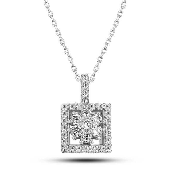 KENPAZAR 925 Ayar Gümüş Kare Zirkon Taşlı Kadın Kolye - Image 1