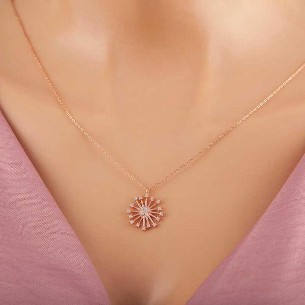 KENPAZAR ​925 Ayar Gümüş Rose Çiçek Kadın Gümüş Kolye - Image 1