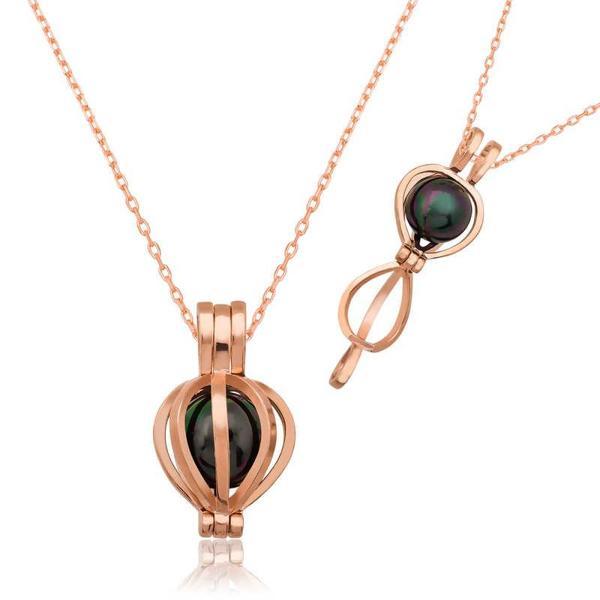 KENPAZAR 925 Ayar Gümüş Siyah İnci Kadın Gümüş Kolye - Image 1