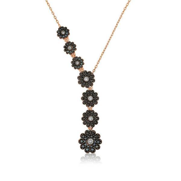 KENPAZAR ​925 Ayar Gümüş Sıralı Çiçekler Kadın Gümüş Kolye - Image 1