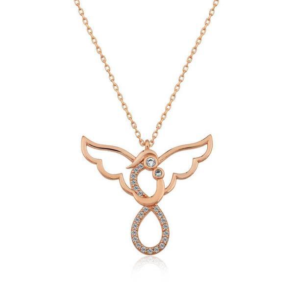 KENPAZAR 925 Ayar Gümüş Rose Melek Anne Ve Çocuk Kolye - Image 1