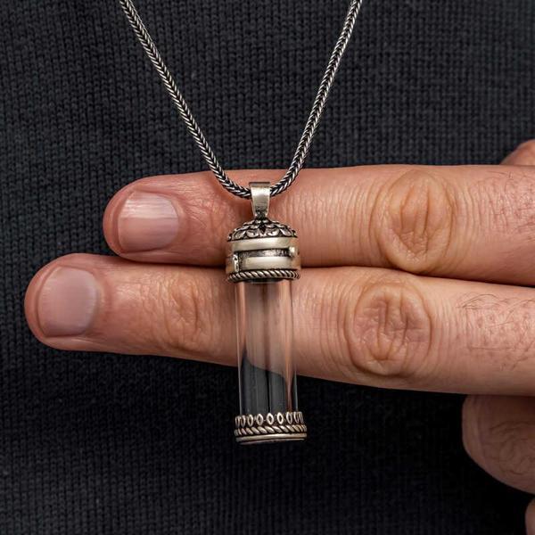 KENPAZAR Gümüş İçi Açılabilen Muska Kabı Cevşen Erkek Kolye - Image 1