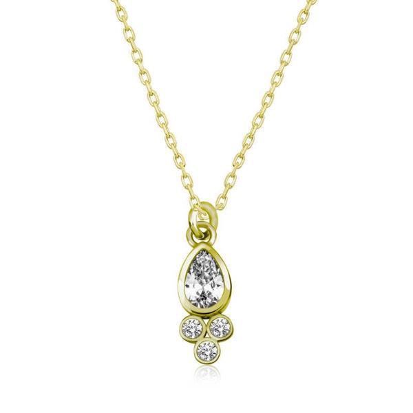 KENPAZAR 925 Ayar Gümüş Çiğ Damlası Tektaş Bayan Gümüş Kolye - Image 1