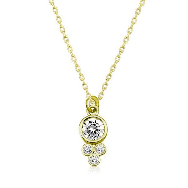 KENPAZAR 925 Ayar Gümüş Çiğ Damlası Yuvarlak Tektaş Bayan Gümüş Kolye - Image 1