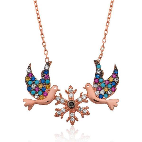 KENPAZAR 925 Ayar Gümüş Aşk Kuşları Kadın Gümüş Kolye - Image 1