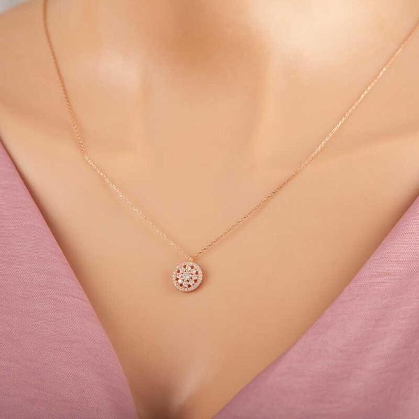 KENPAZAR 925 Ayar Gümüş Rose Çiçek Kadın Gümüş Kolye - Image 1