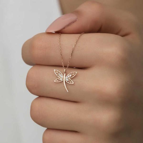 KENPAZAR 925 Ayar Gümüş Rose Yusufçuk Kadın Gümüş Kolye - Image 1