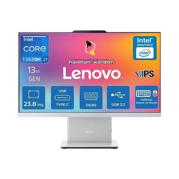 Ideacentre Aıo 24IRH9 Intel Core I7-13620H 32GB 1tb SSD 23.8'' Fhd IPS Freedos F0HN0056TR04 Kablosuz Klavye+Mouse Beyaz  - Image 1