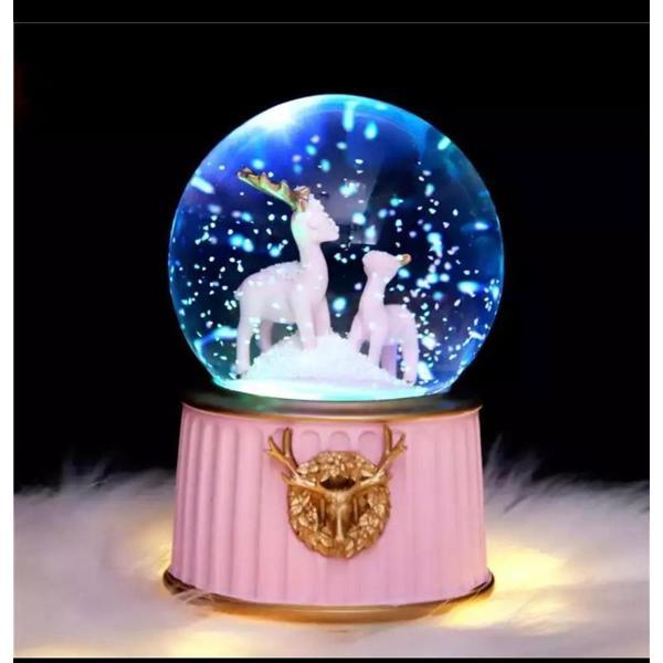 KENPAZAR Geyik Temalı Işıklı Müzikli Püskürtmeli Büyük Boy Kar Küresi - Image 1
