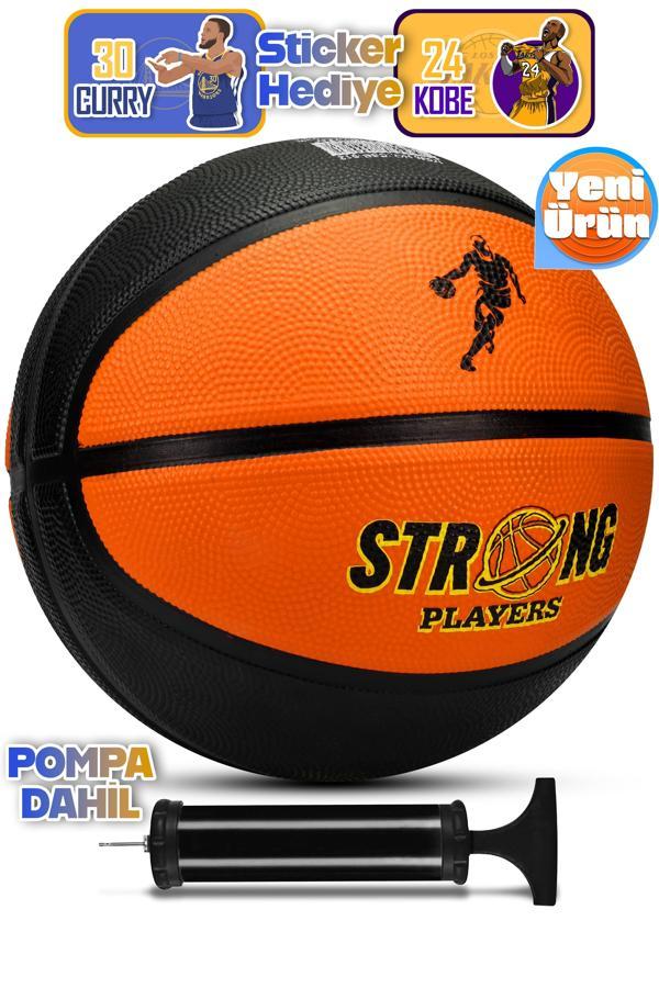 Telvesse Strong Basketbol Topu Pompalı Full Kauçuk Dayanıklı Deep Channel Kabartma No:7 B12 Turuncu - Image 1