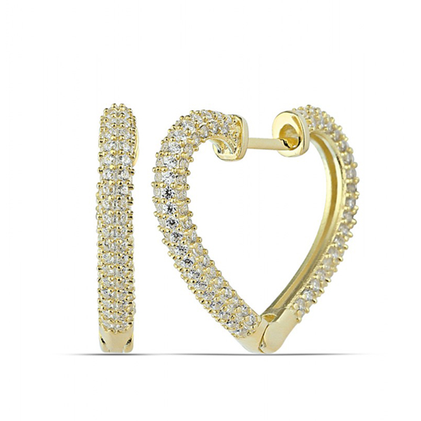 KENPAZAR Gümüş Gold Kalp Kadın Küpe - Image 1