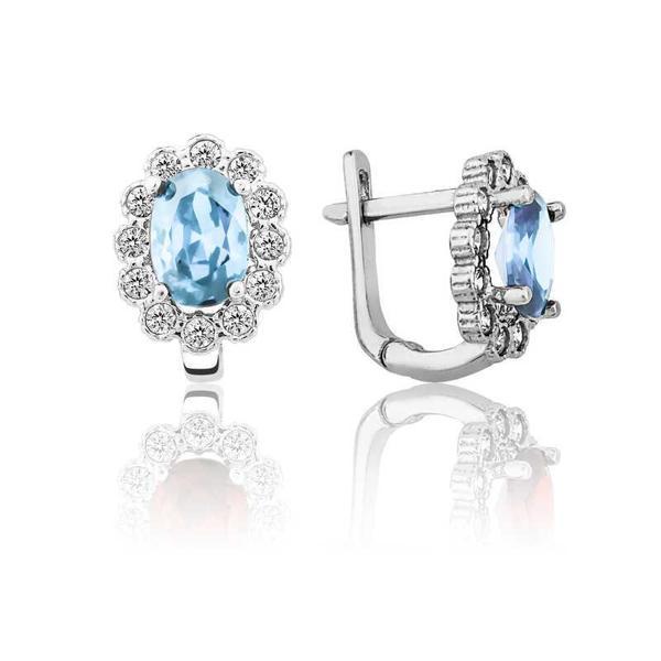 KENPAZAR Gümüş Turkuaz Çiçek Desenli J Kadın Küpe - Image 1