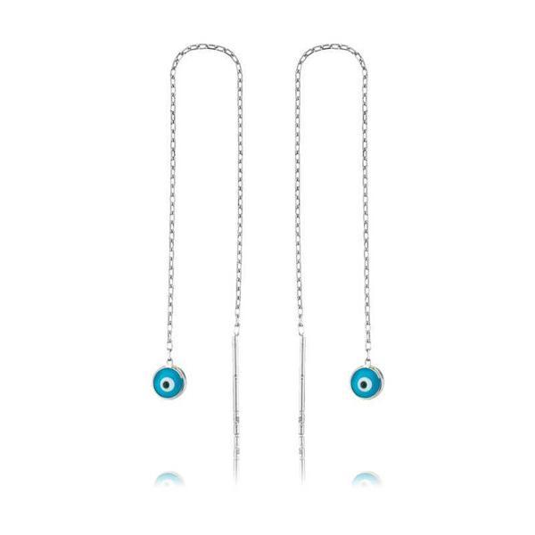 KENPAZAR 925 Ayar Gümüş Nazar Zincirli Küpe - Image 1