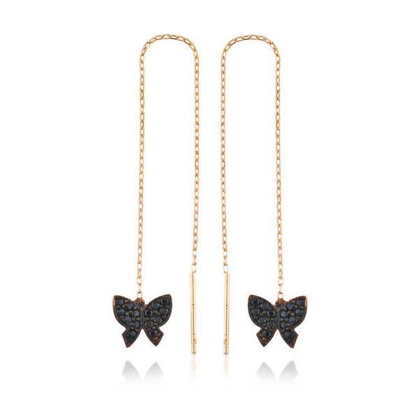 KENPAZAR 925 Ayar Gümüş Kelebek Zincir Küpe - Image 1