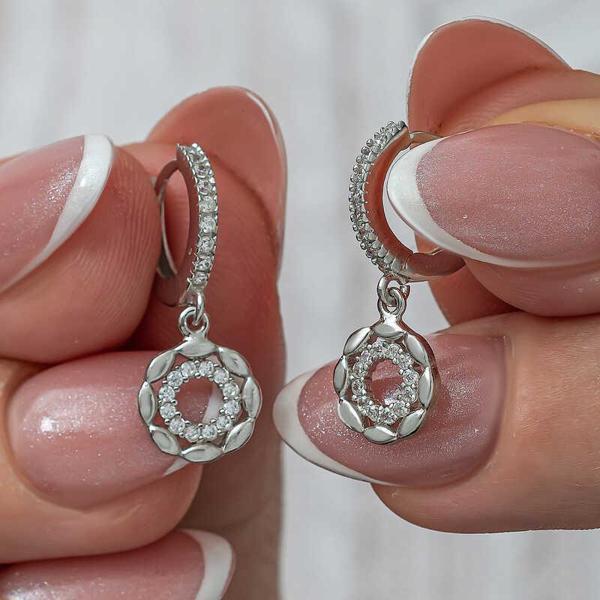 KENPAZAR Gümüş Sallantılı Halka Kadın Küpe - Image 1