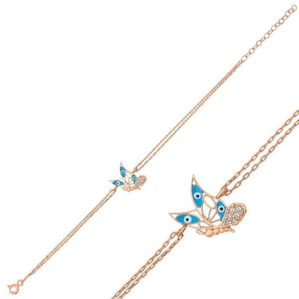 KENPAZAR ​925 Ayar Gümüş Rose Kelebek Kadın Bileklik - Image 1