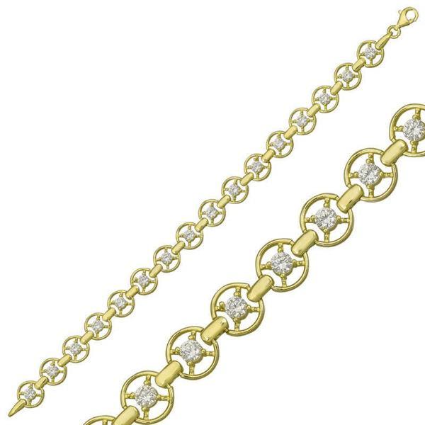 KENPAZAR 925 Ayar Gümüş Gold Yuvarlak Su Yolu Bileklik - Image 1