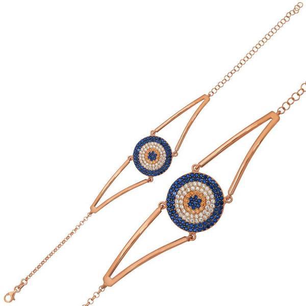 KENPAZAR 925 Ayar Gümüş Rose Nazar Bileklik - Image 1