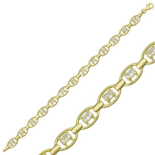 KENPAZAR 925 Ayar Gümüş Gold Oval Su Yolu Bileklik - Image 1