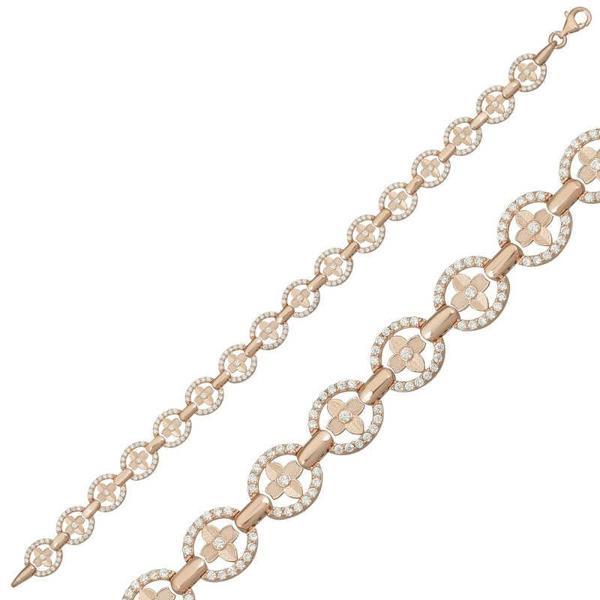 KENPAZAR 925 Ayar Gümüş Rose Yuvarlak Su Yolu Bileklik - Image 1