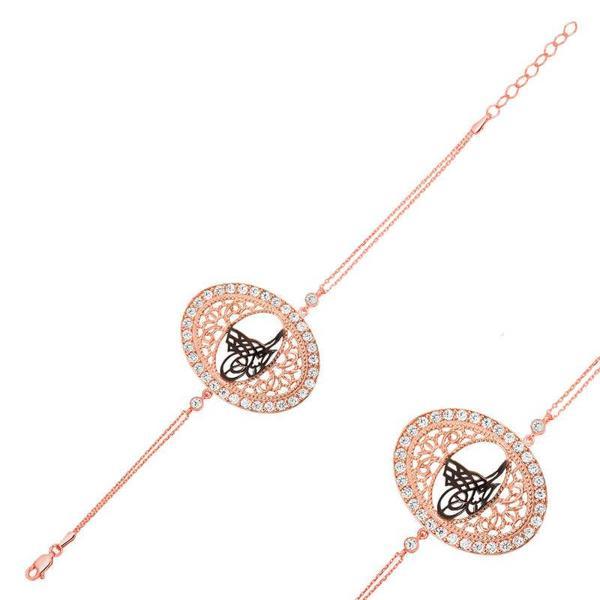 KENPAZAR 925 Ayar Gümüş Rose Tuğralı Bileklik - Image 1
