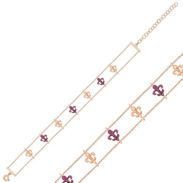 KENPAZAR 925 Ayar Gümüş Rose Çiçek Desenli Bileklik - Image 1