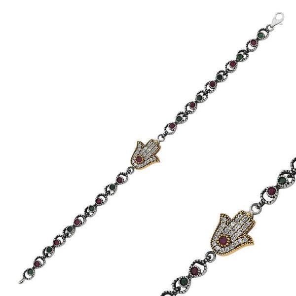 KENPAZAR 925 Ayar Gümüş Fatma Ana Eli Otantik Bileklik - Image 1