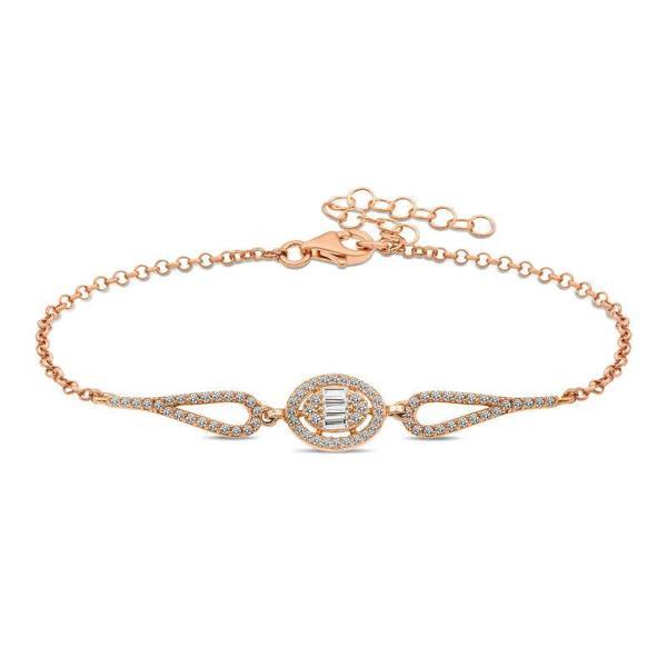 KENPAZAR 925 Ayar Gümüş Rose Oval Baget Bileklik - Image 1