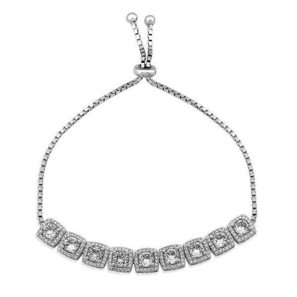 KENPAZAR 925 Ayar Gümüş Kare Baget Taşlı Asansörlü Bileklik - Image 1