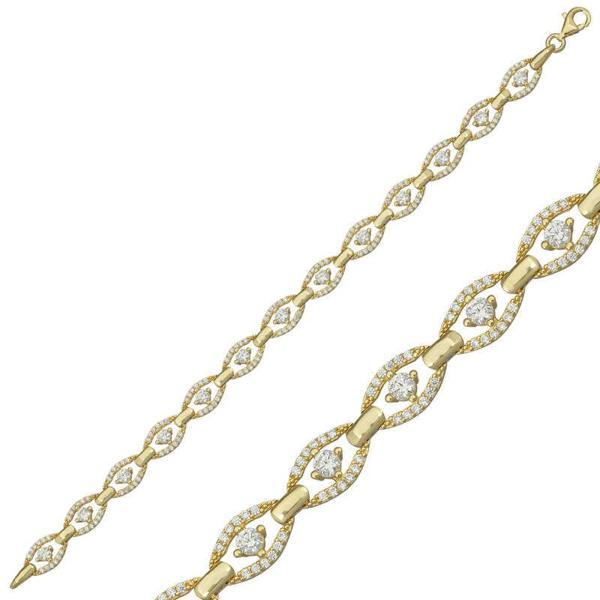 KENPAZAR 925 Ayar Gümüş Gold Oval Su Yolu Bileklik - Image 1