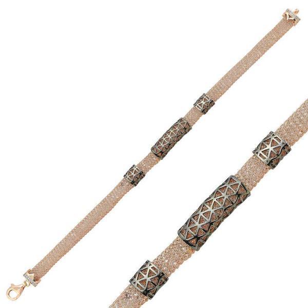 KENPAZAR 925 Ayar Gümüş Rose Taşlı File Bileklik - Image 1