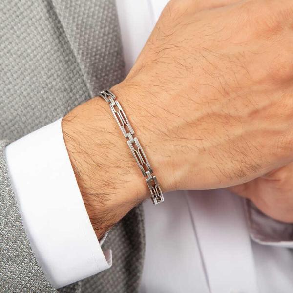 KENPAZAR 925 Ayar Gümüş Oksitli Erkek Bileklik - Image 1