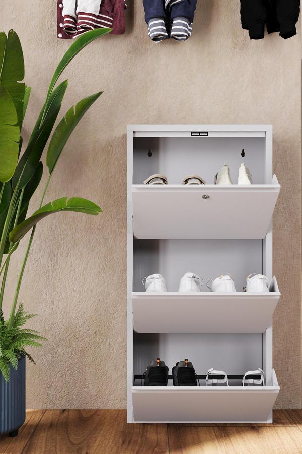 Wood House Hera Metal Ayakkabılık 3'Lü Beyaz - Image 1