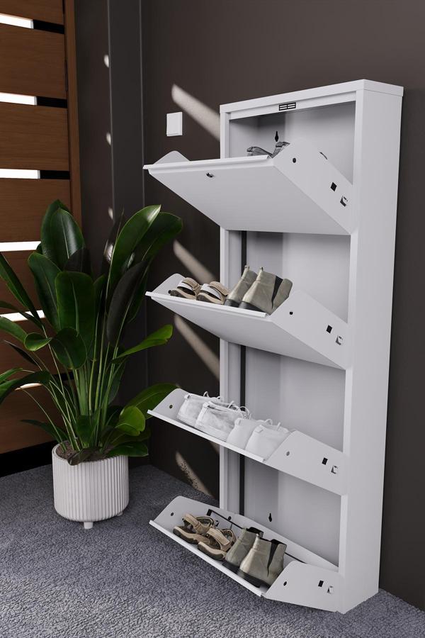 Wood House Hera Metal Ayakkabılık 4'Lü Beyaz - Image 1