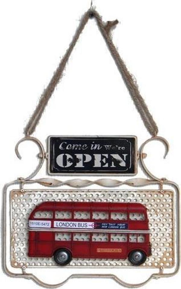 Dekoratif Metal Kapı Yazısı Londra Şehir Otobüsü Dekorlu - Image 1