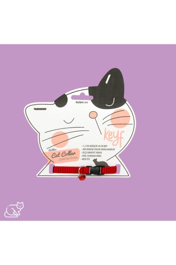 Keyf Kedi Boyun Tasması Lastikli 1.2 Cm Genişlik*30 Cm Boy Zilli - Image 1