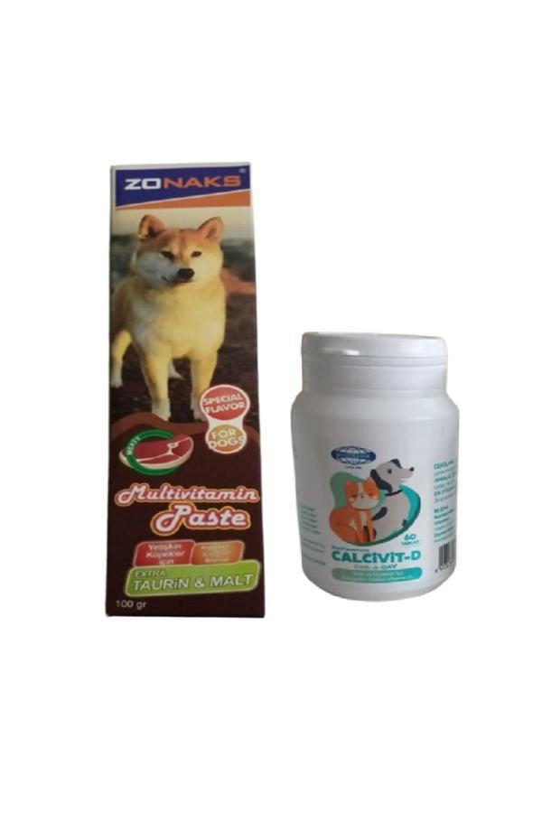 Zonax Köpeklerini İçin Vitamin & Aminoasit İçerikli Pasta 100 Gr Ve Calcivit - D 60 Tablet - Image 1
