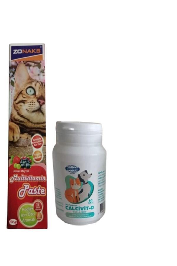 Zonax Kediler İçin Multivitamin(Kediler İçin Özel Aromalı) İçerikli Pasta 100 Gr Ve Calcivit-D 60 Tablet - Image 1