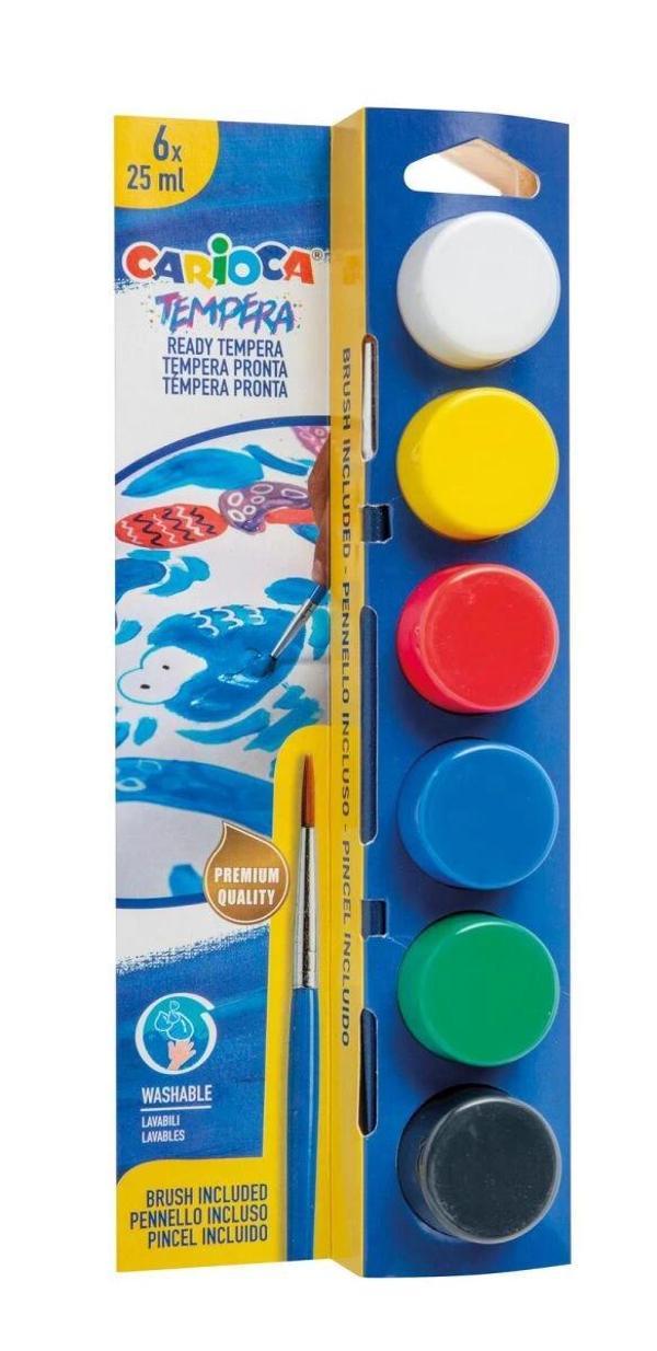 Supertrend Tempera Yıkanabilir Poster Boya 25 ml. x 6 Renk Fırçalı Set - Image 1