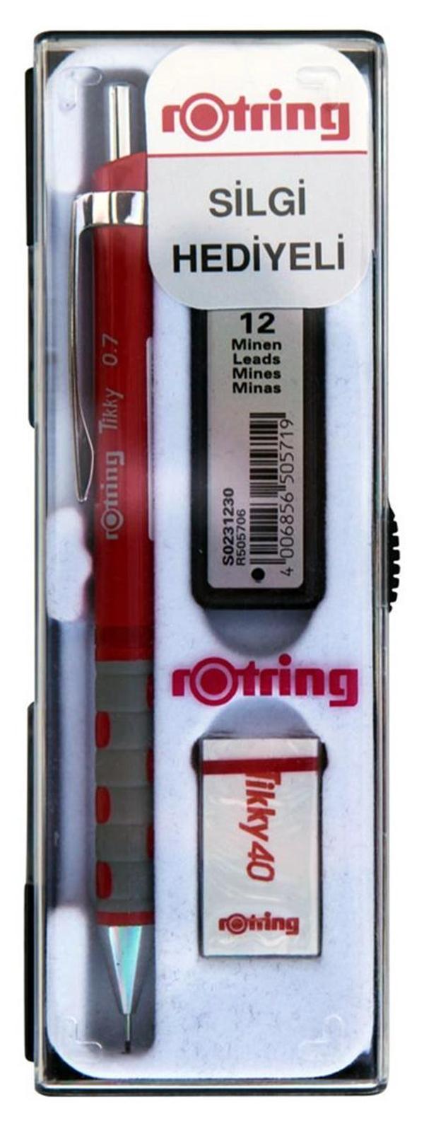 Supertrend Tikky Versatil Kalem + Min + Silgi Okul Seti 0.7 mm KIRMIZI - Image 1