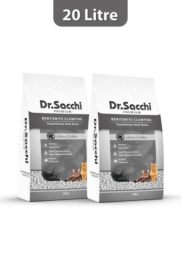 Dr.Sacchi Aktif Karbonlu Bentonit Kedi Kumu 10 Lt X2ADET - Image 1