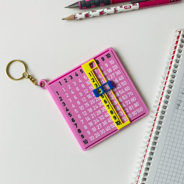 Çarpım Tablosu Anahtarlığı – Eğitici Matematik Oyuncağı | Çocuklar İçin Pratik Çarpma Öğrenme Aracı (Pembe) - Image 1