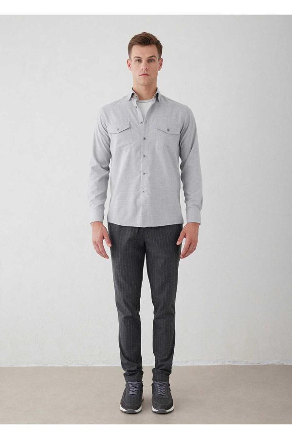 Kamoro Açık Gri Renk Cep Detaylı Gömlek - Image 1