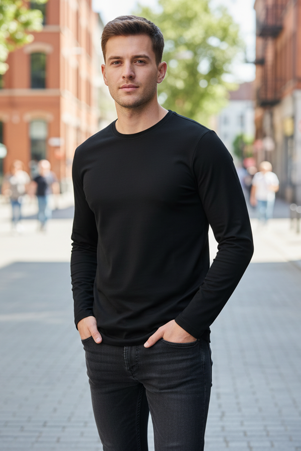 Evan Uzun Kollu Tişört Siyah - Image 1