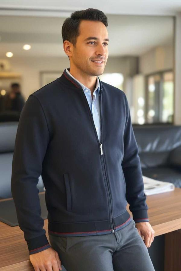 Andy Tam Fermuarlı Sweatshirt Lacivert - Image 1