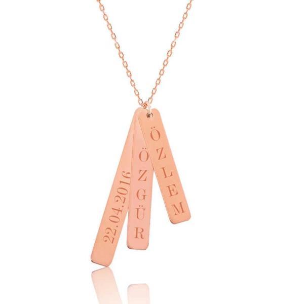 Supertrend Gümüş Rose İsimlik Çubuk Plaka Kolye - Image 1