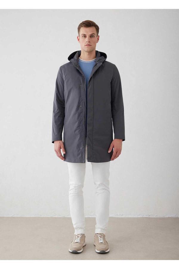 Liaker Antrasit Renk Kapüşonlu Yağmurluk - Image 1