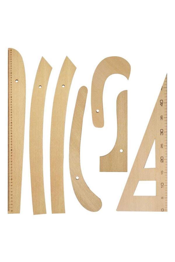 Fdm 7 Parça Set - 7 Parça Ahşap Riga Seti - Riga Takımı - Cetvel - Image 1